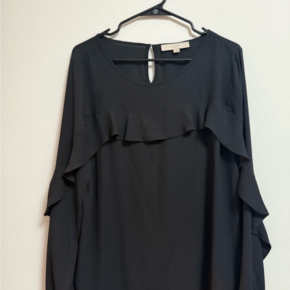 LOFT Elegant Black Ruffle Blouse - Picture 1 of 6